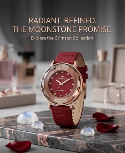 womens luxury leather watch crimsonrose gold waterresistenc