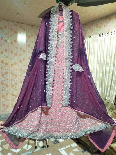 Bridal Luxury Dress - Pink and purple -Heavy embroidery - Brand New