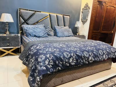 King size bed set with 2 side tables & dressing table Complete bed set