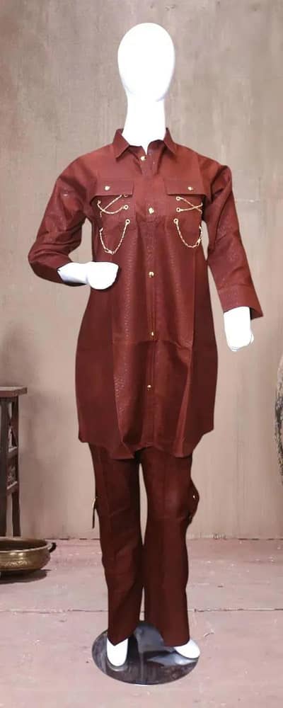 Summer collection 2 pics women stitched shirt and trozer