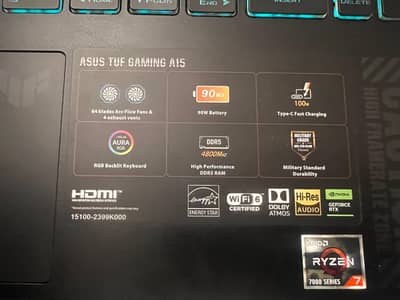 ASUS TUF A15, FA507, box opened just