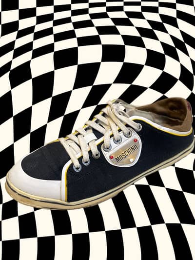 Moschino Black & White Canvas Sneakers - Used (Good Condition)