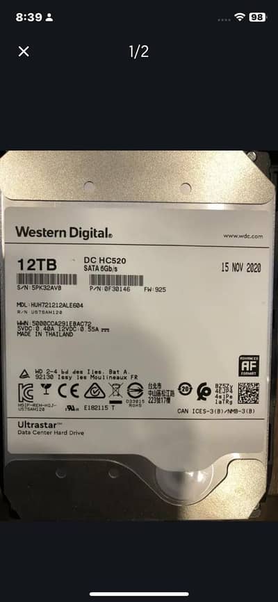 Western digital 12 tb hard drive