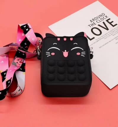 Mini silicone cat cross body bag Multicolor  3×5 inch