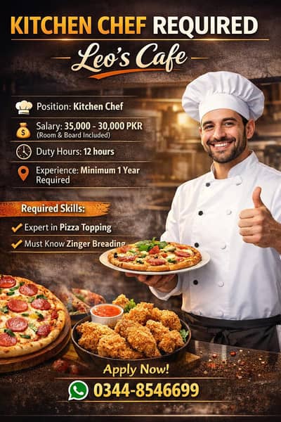 KITCHEN CHEF REQUIRED