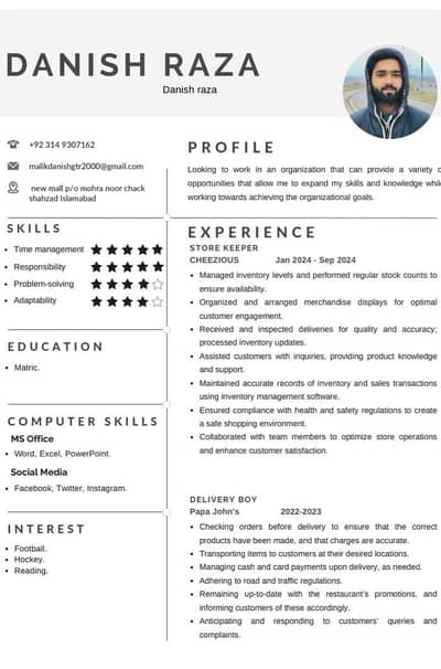 Looking for job in Islamabad or Rawalpindi