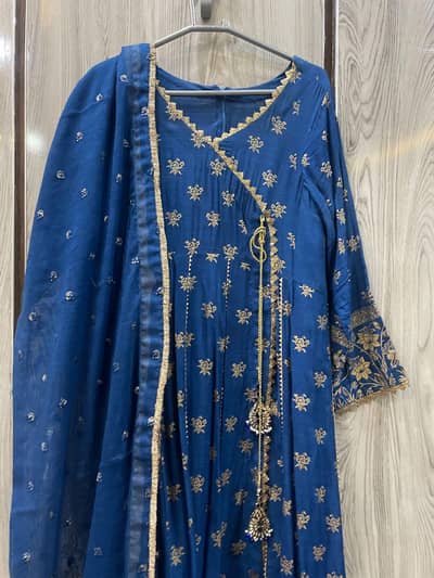 Elan silk angrakha with embroidered duppata