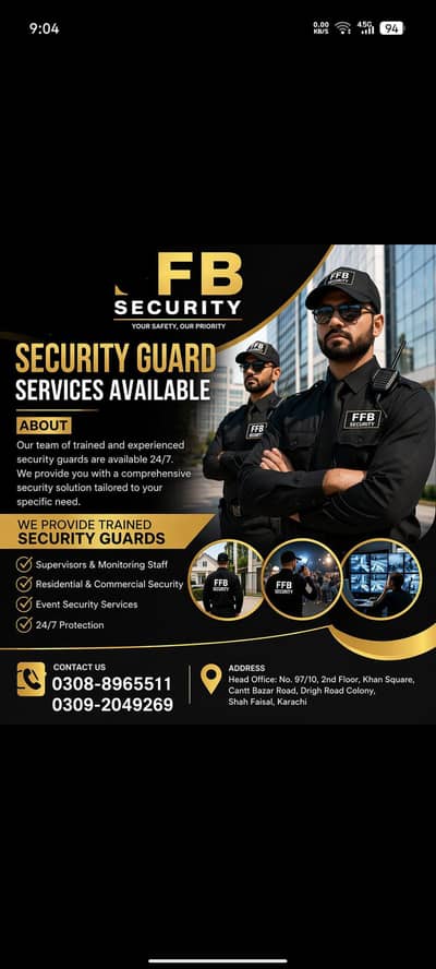 Professional Security Guards Available 24/7 Service