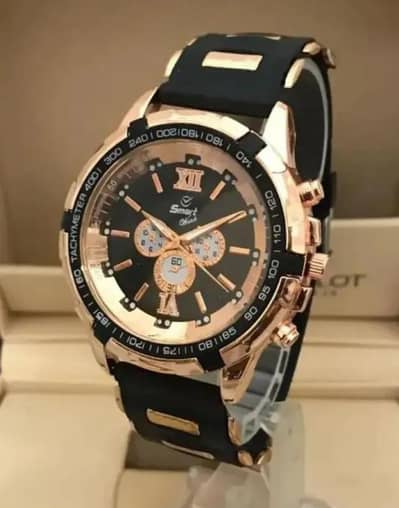 Man,s black Rubber chronograph watch