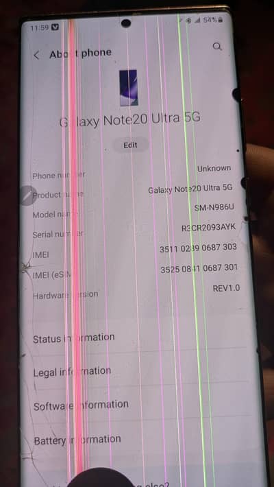 Samsung Galaxy note 20 ultra normal condition