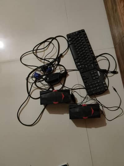 key board mouse speaker and wires