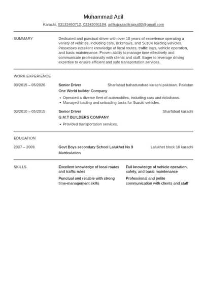 Urgent Driver available