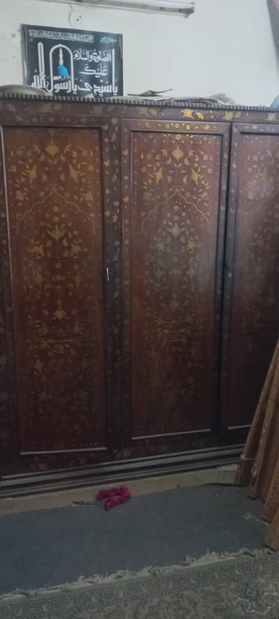 Chinoti Almari with Brass Work – Solid Wood Wardrobe antique vintage.