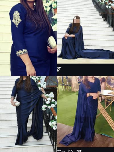 navy blue saree
