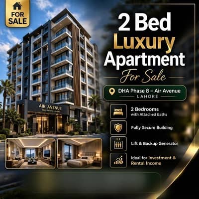2 Bed Luxury Apartment For Sale In DHA Phase 8 Air Avenue Lahore | Ideal For Investment & Rental Income | Fully Secure Building