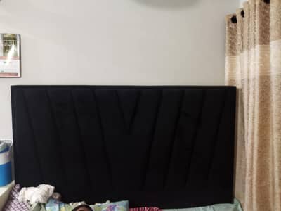 black velvet long back double bed
