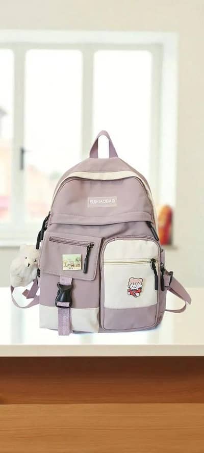 Girl pink Oxford school backpack multipockets durable