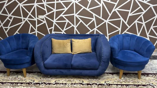 4 seater blue suade sofa set