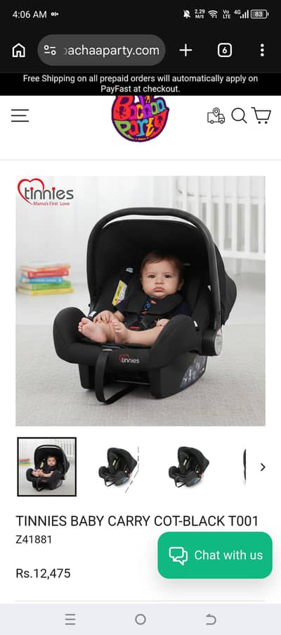 Tinnies Baby Carry Cot In Excellent condition