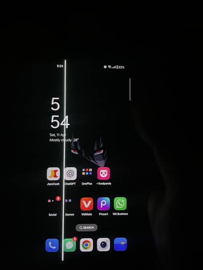 One plus 8 with single line on panel dual sim pta