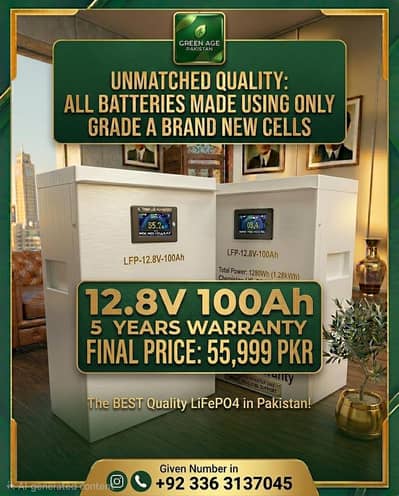 12.8V 100ah Lithium Battery 5 Years Warranty Grade A Cells 25.6V 51.2V