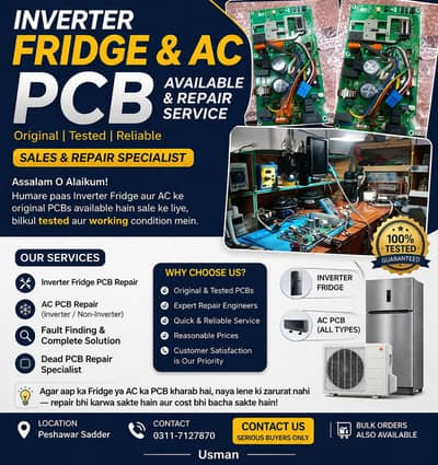 ALL TYPES OF FRIDGE AND AC PCB AVAILABLE AND REPEARING