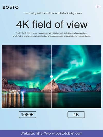 Bosto BT-16UHD 2024 4K Drawing Display Tablet - Pro-Level Precision