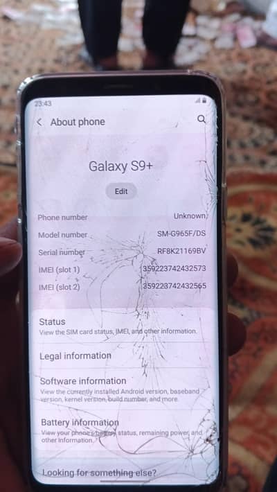 Non pta Samsung Galaxy S9 plus touch damage but all ok