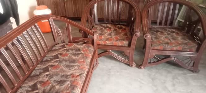 Wooden Sofa Set (3+1+1) Solid and Stylish-Good condition