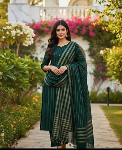 Green Printed 3pcs Women Swiss Lawn suit Unstitched