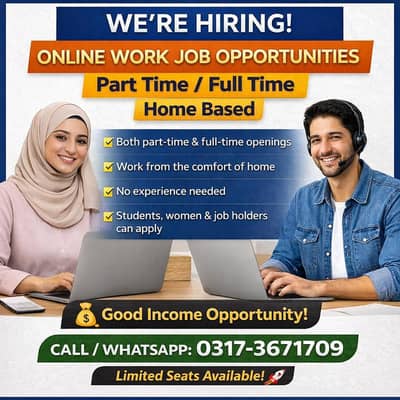 Online Work Opportunity – Part Time & Full Time Jobs (Work From Home)