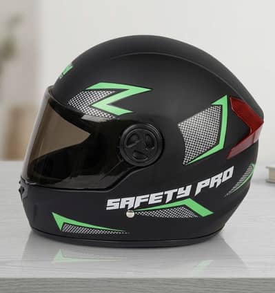 Safety Pro Helmet - Stylish Black & Green (Excellent Condition)