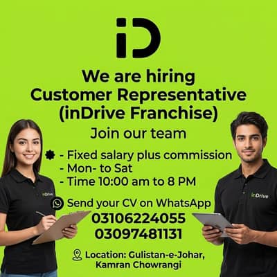 We are hiring customer Represtative (InDrive Franchise )