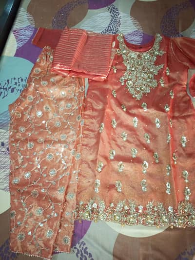 fancy heavy shirt and embroidery truser organza dupata