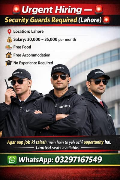 Need security guards in Lahore