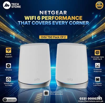 Netgear Orbi RBR750 AX4200 Tri-Band Mesh WiFi 6 Router