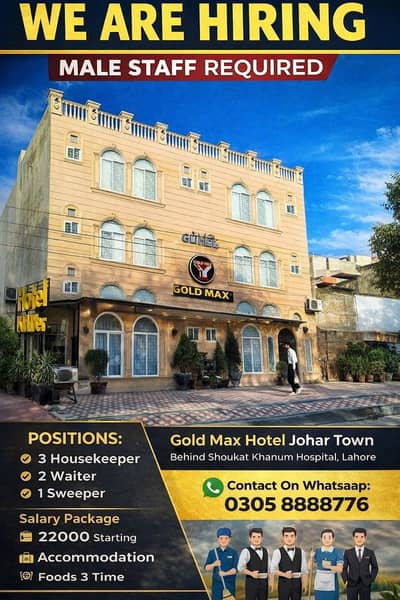 Hotel job housekeeper +waiter +sweeper