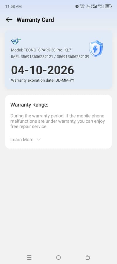 Tecno SPARK 30 Pro 128/8 10/10 condition in 6months  warranty