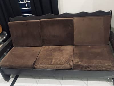 Wooden Sofa 3 + 1 seater new cushions