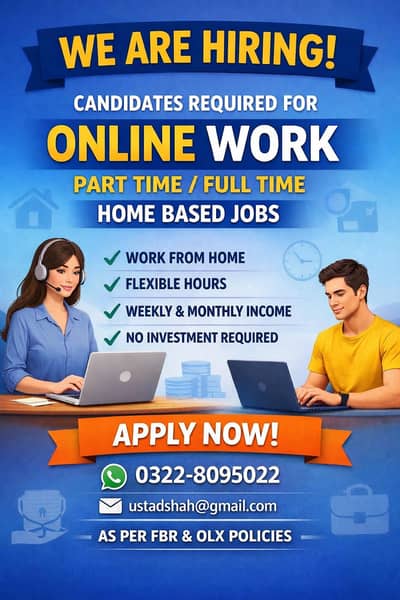 Urgent Hiring Part time Full Time location at Lahore