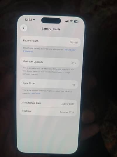 I phone 15 pro max Physical + Esim Pta Approved 256 Gb 100% health
