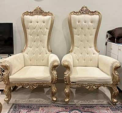 Baroque Royal Chair Set (2 PCs) – Premium Sheesham Wood | Velvet Cush