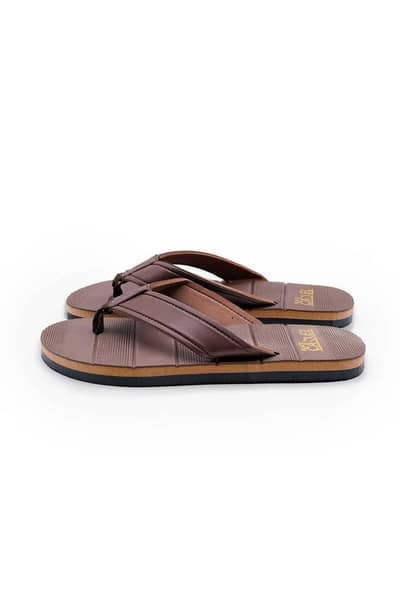 Men brown synthesis leather casual flip flops