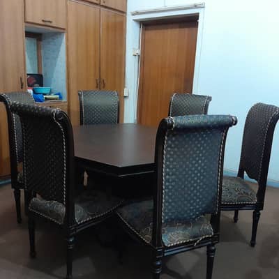 Solid Sheesham Wood Dining Table with 6 chairs