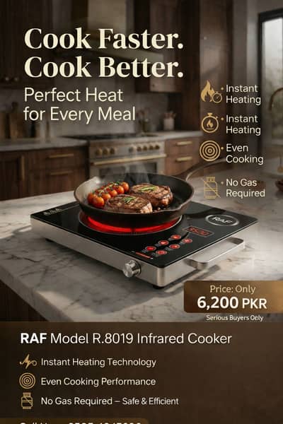 RAF Infrared Cooker R. 8019 – Fast Heating | No Gas Required