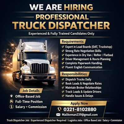 Truck Dispatcher + Sales Executive Job | USA Trucking Campaign | Exper