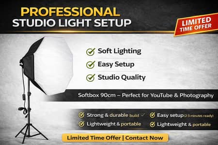  Studio Softbox Light 90cm (Octabox) – Complete Kit with Stand