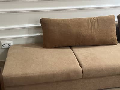 L shaped brand neww in beige and brown color