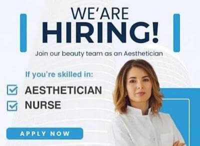 female hiring for aesthetic clinic
