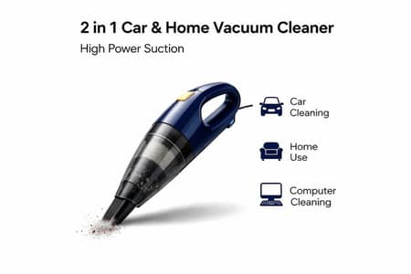 2 in 1 Car & Home Vacuum Cleaner High Power Suction